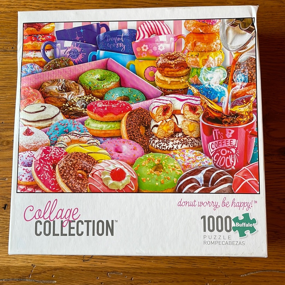 Buffalo Games 1,000 piece puzzle Collage Collection Donut Worry, Be Happy!